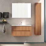 NOCE GOLD EASY CANNETTO EC07CS - Долен шкаф за баня от MDF, златен орех